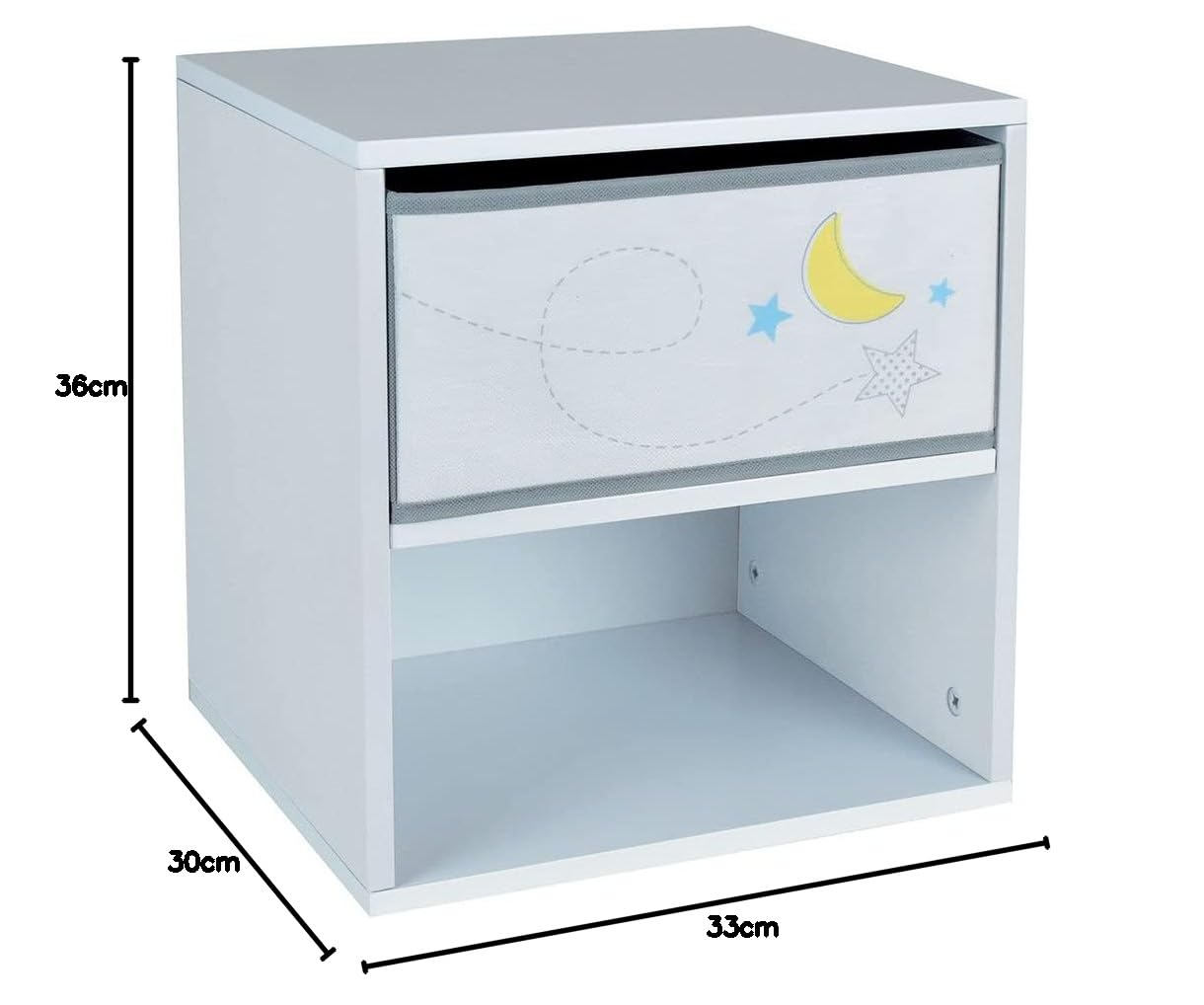 Fun House 713038 Espace Chevet/Table de Nuit avec tiroir H.36 X L. 33 X P. 30 CM pour Enfant, à partir de 2 Ans, Brun