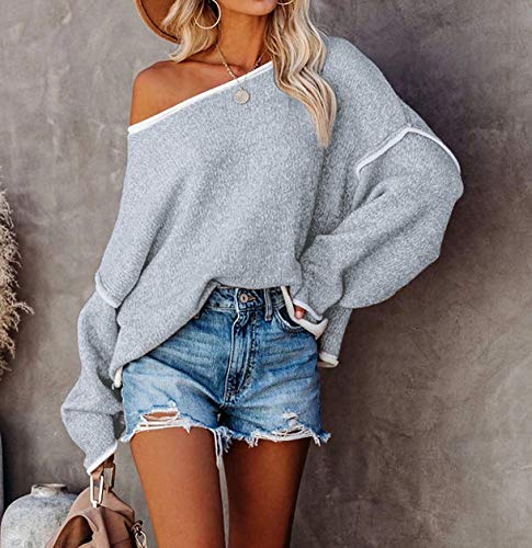 Image of SALENT Women's Casual Oversized Sweaters Loose Soft Chunky Knit Long Batwing Sleeve Pullover Sweater Outfit Sweatshirts Tops