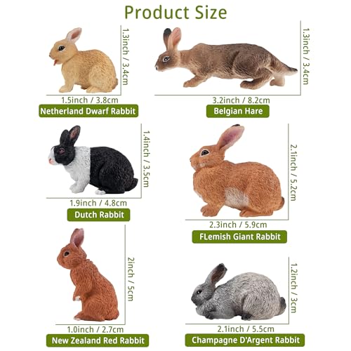Image of Toymany 12PCS Easter Bunny Figures Toys for Kids, Rabbit Figures Farm Animal Toy for Cake Toppers Party Favors for Toddlers