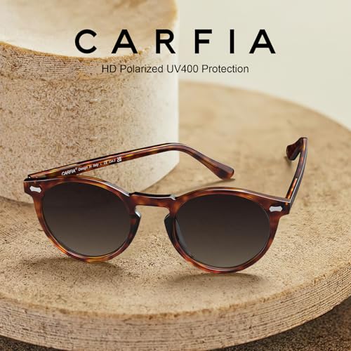 Image of CARFIA Acetate Polarized Sunglasses for Men Retro Classic Round Shades