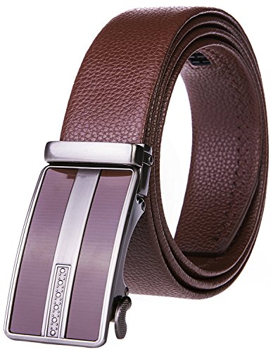 Mens Leather Ratchet Dress Belt With Linxx Buckle, Waist Size Up to 46