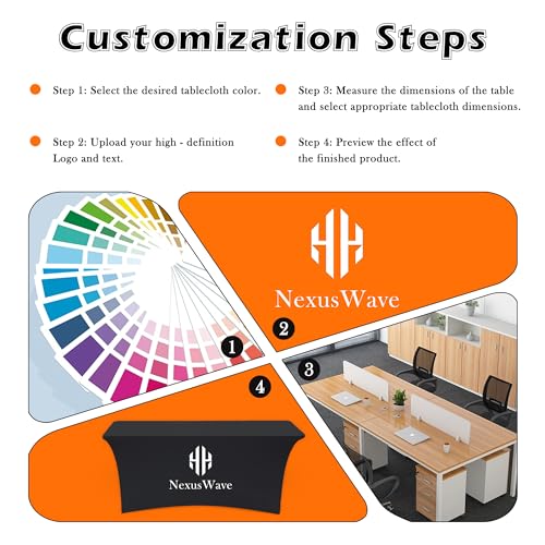 Custom Table Cloth with Business Logo Spandex 4FT Personalized Table Cloth with LogoText Image for Business Tradeshow Events/Company/School/Shop/Charity (4FT 108LX85in)
