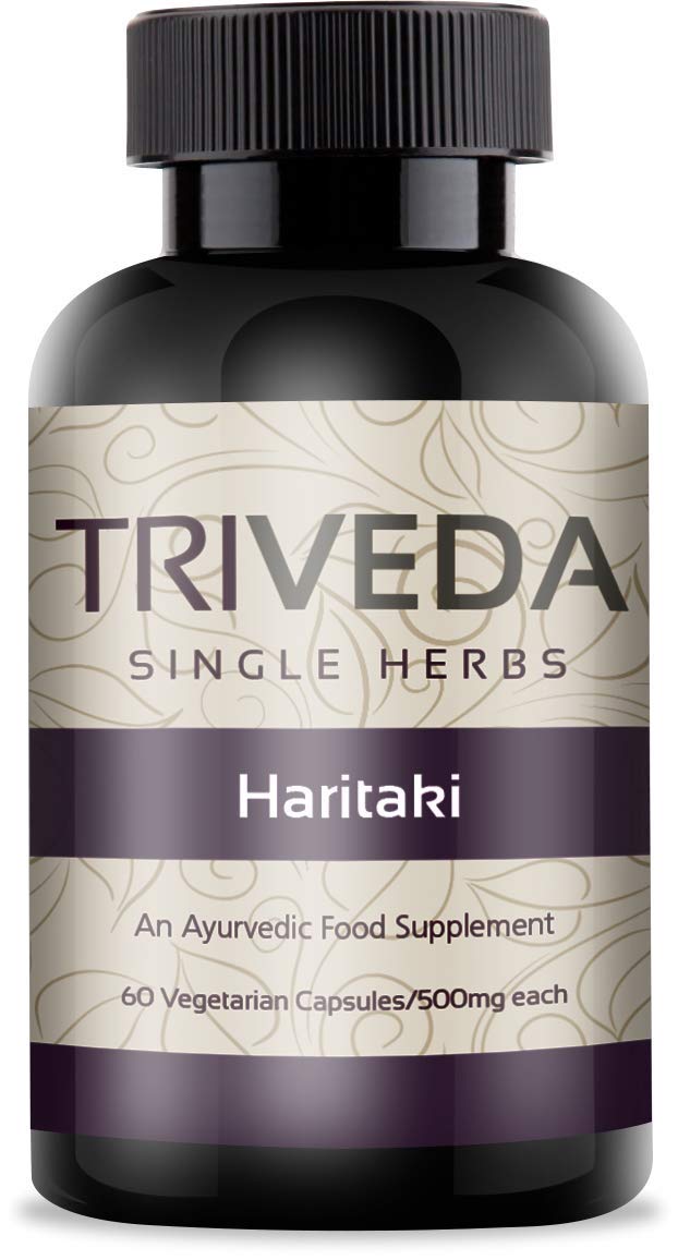 Triveda Haritaki |Regulates Colon |Improves Digestion and Absorption | 100% Natural Ayurvedic Supplement | Veggie Capsules |