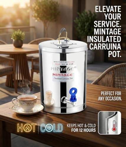 Image of Mintage Tea Container 5 Liters Desire Stainless Steel Insulated | Leakproof Durable | Lightweight | Storage Solution | Beverage Preservation | Teapot Dispenser Jar | Canteen Chai Kettle