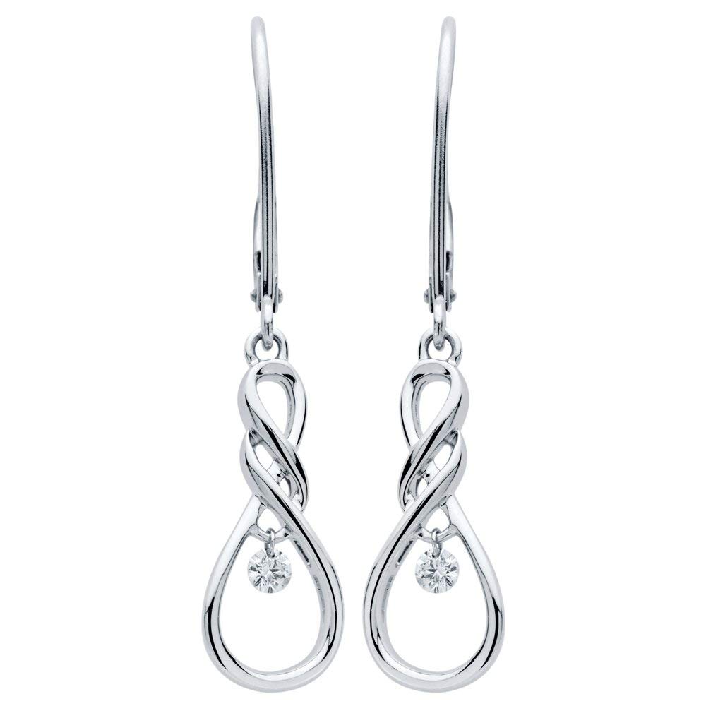 1/12 Cttw Diamond Accent Twisted Infinity Loop Dancing Diamond 925 Sterling Silver Drop Earrings (I Color, I1 Clarity)