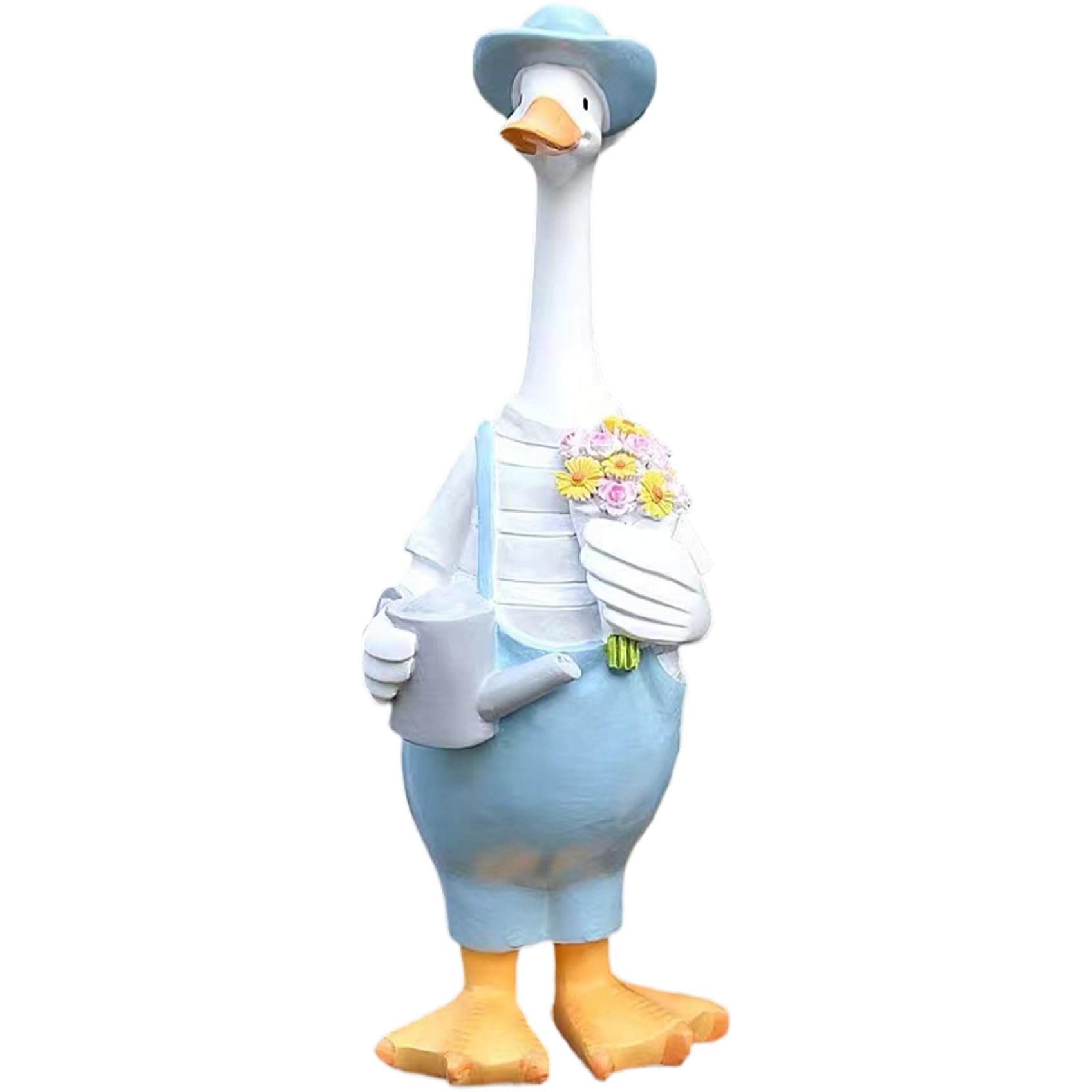 Yeaxxsqy Duck Statue 12.6in Resin Weatherproof Duck Figurine Cute Cartoon Decor Dressed DIY Ornament for Home Garden Yard Mr., Figurine