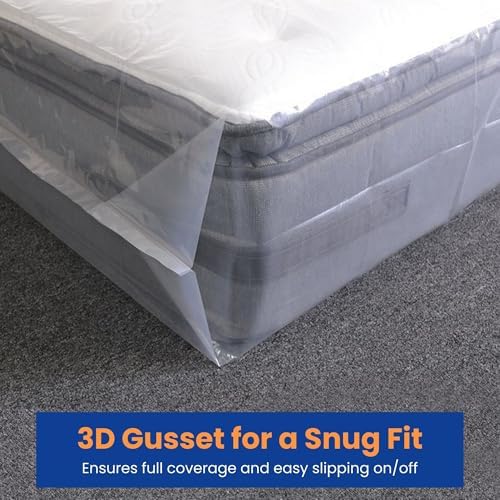 VICMORE Full Mattress Bag for Moving, Storage & Disposal – Heavy-Duty Plastic Mattress Cover, Tear-Resistant, Dustproof, Reusable (Fits Full/Double Size Beds) - 5
