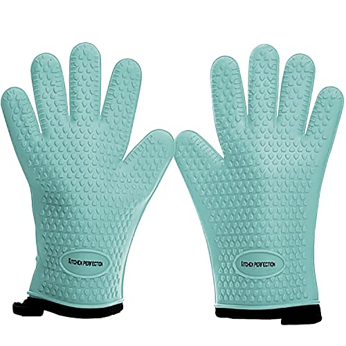 Image of KITCHEN PERFECTION S Silicone Smoker Oven Gloves -Extreme Heat Resistant BBQ Gloves -Handle Hot Food Right on Your Grill Fryer Pit|Waterproof Oven Mitts |Superior Value Set+3 Bonuses