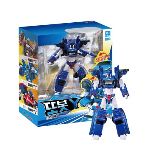 Smart Y Figurine robot transformant – Robot de voiture 2 modes, échelle moyenne articulée avec support d'affichage et guide