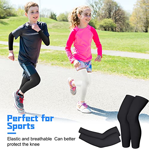 4 Pairs Kids Long Compression Leg and Arm Sleeves Youth Basketball Leg Sleeves Cycling Protection Covers for Running Sport3