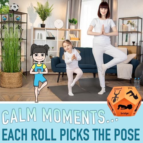 Yoga Dice - Yoga for Kids, Pose and Play Peaceful Kids Stretching Gymnastics Games and PE Equipment for Elementary School, Kindergarten, and Preschool, 12-Sided Foam Large Dice for Children - Image 3