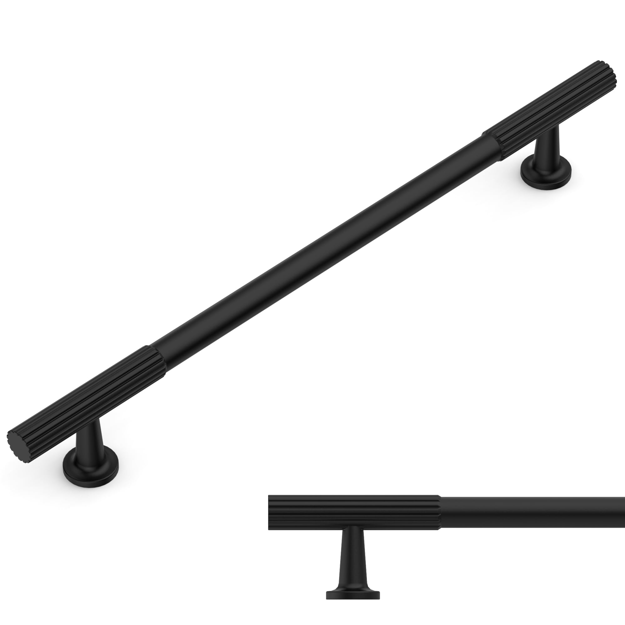 Amerdeco 10 Pack Matte Black Cabinet Pulls 10 Inch(254MM) Hole Centers Kitchen Cabinet Handles Hardware for Cabinets Cupboard Handles Drawer Pulls