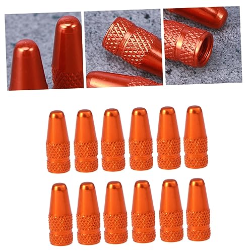 Tapas para válvulas de bicicleta KOMBIUDA, 12 piezas, de aluminio, color naranja, para válvulas francesas, fáciles de instalar, para bicicletas de montaña y carretera miniatura 3