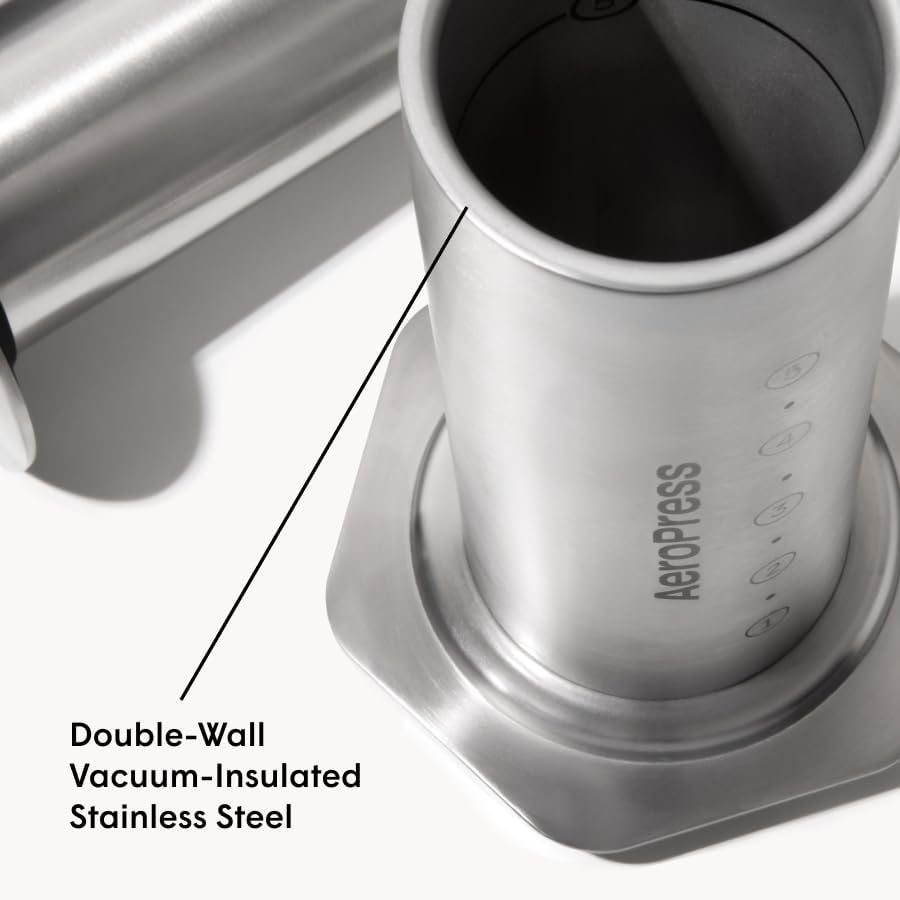 AeroPress Steel Coffee Press, Stainless Steel, Silver