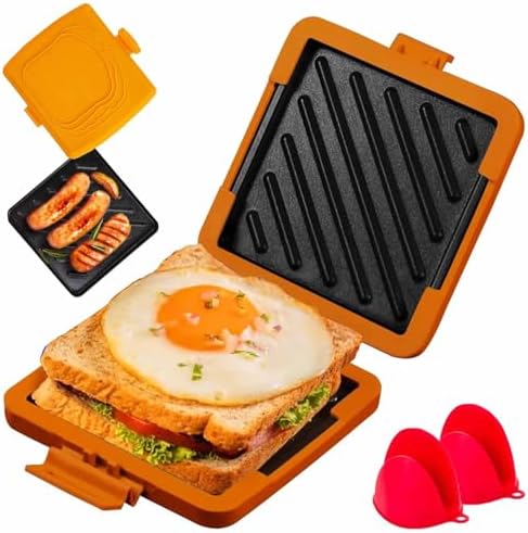 Microwave Toastie Sandwich Maker, 3 in 1 Efficient Microwave Grilled Cheese Maker with Nonstick Plat, Sandwich Toaster for Grilled Cheese and Paninis, Quick Cooking |No Electricity|Easy to Clean