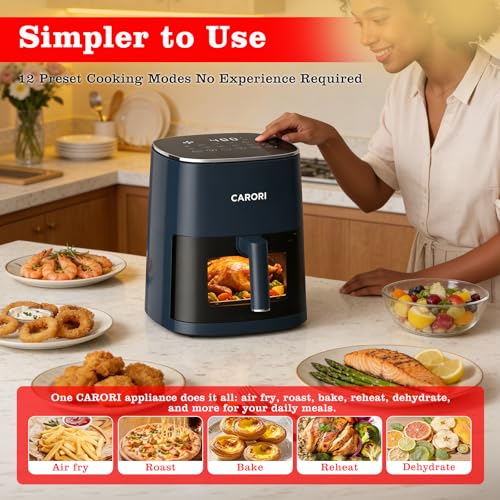 Image of CARORI 6Qt Air Fryer with Viewing Window, 12 Preset, Large Capacity, 400℉ Max Crisp, 1700W Quick Even Easy Meals, Nonstick Dishwasher Safe Basket, Bake Roast Dehydrate Reheat