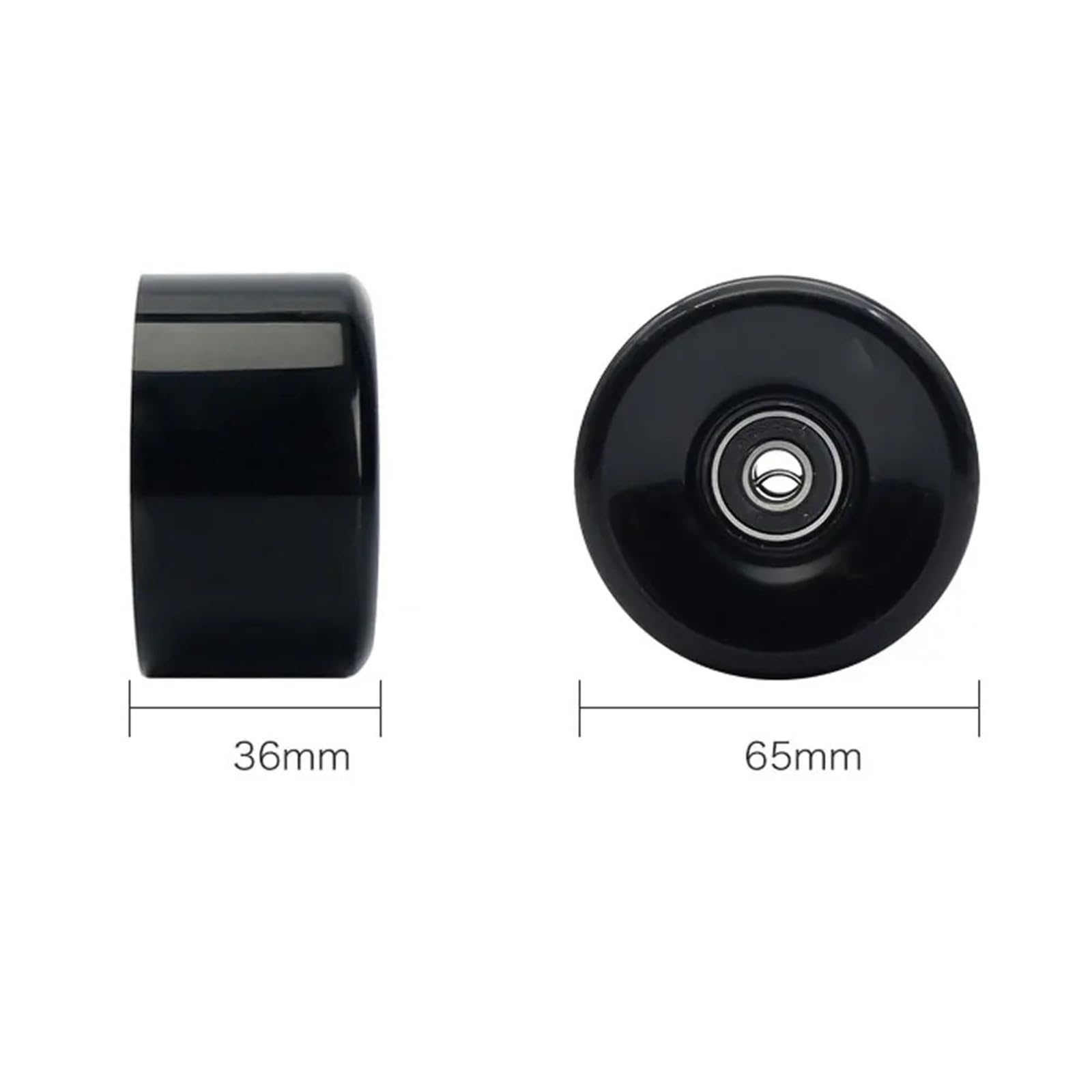 Générique Compatible avec Les Roues en PU Noir 65x36MM 78A, roulements ABEC-9 for Patins à Double rangée, Skateboard AMB289