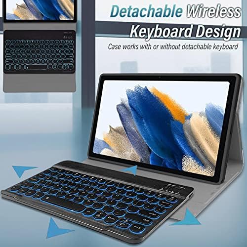Wineecy Backlit Keyboard Case for Samsung Galaxy Tab A8 10.5 inch 2021 Model SM-X200/X205/X207 (UK Layout), Slim Stand Cover with Magnetically Detachable Wireless Keyboard (Black)