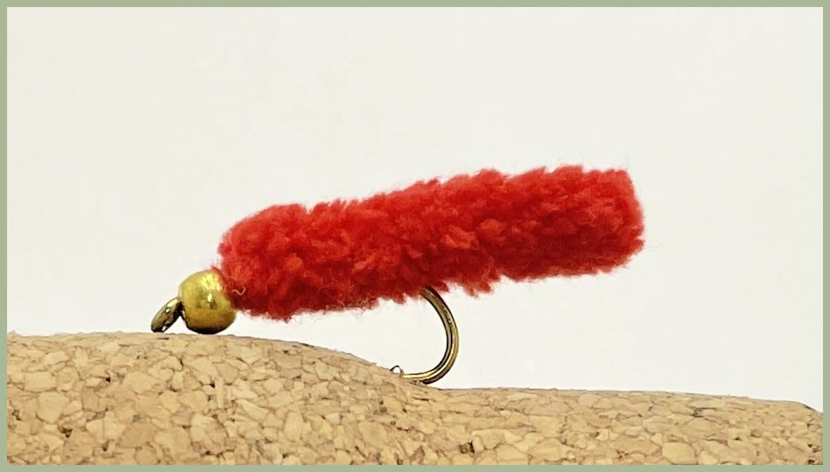 Barbless Mop Flies, Wotsit Flies, Red Goldhead, size 10, select quantity, Very effective trout flies (6)