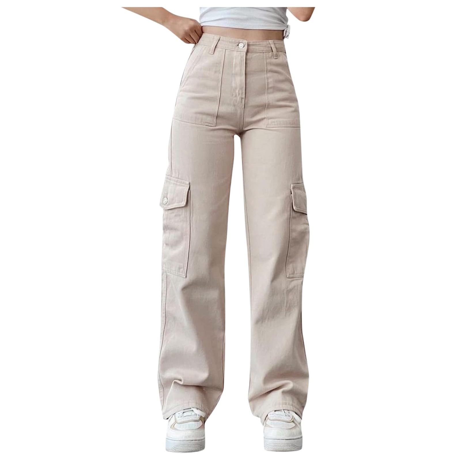 Women's Hiking Wide Leg Cargo Pants Lightweight Quick Dry Outdoor Buttons High Waisted Workout Pants with Pockets