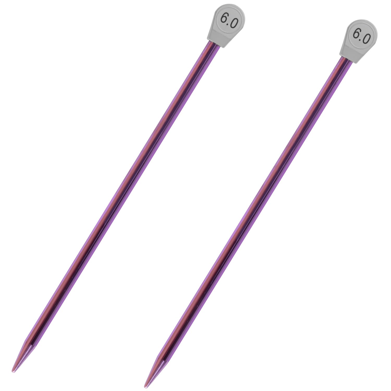 Thyonta Purple Knitting Needles 6.0Mm, 2Pcs Knitting Needles Set Aluminium Long Knitting Pin For Professional Beginners Knitters Handmade Knitting