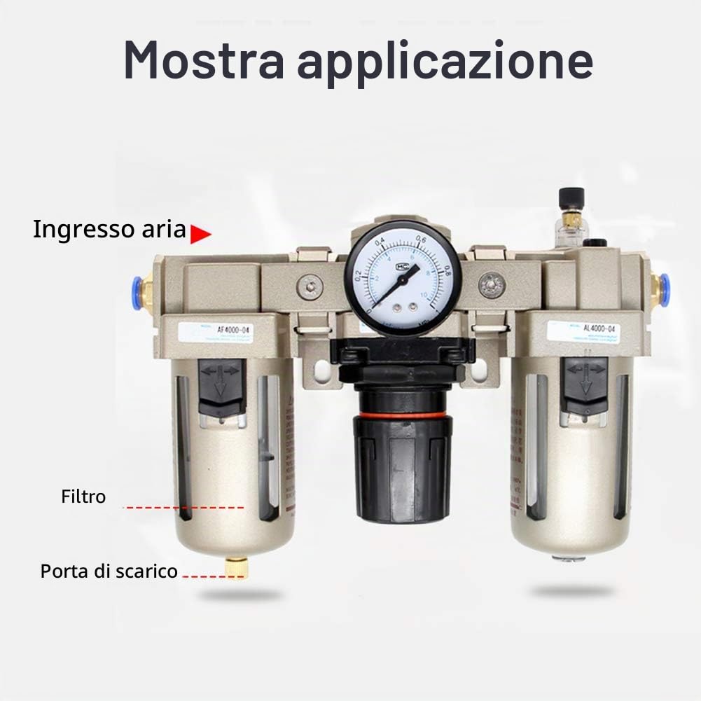 filtro aria compressa, separatore acqua umidità alta efficienza per impianti compressori