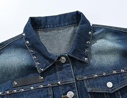 Image of Men's Punk Denim Vest Sleeveless Jean Jackets With Rivets