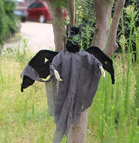 Halloween Wall Door Porch Tree Decoration Props Hanging Swing Witch on Broom w/ Welcome Wood Plaque for Role Play Coven Party,Bar,Haunted House,Indoor and Outdoor Decor (HAL-368)