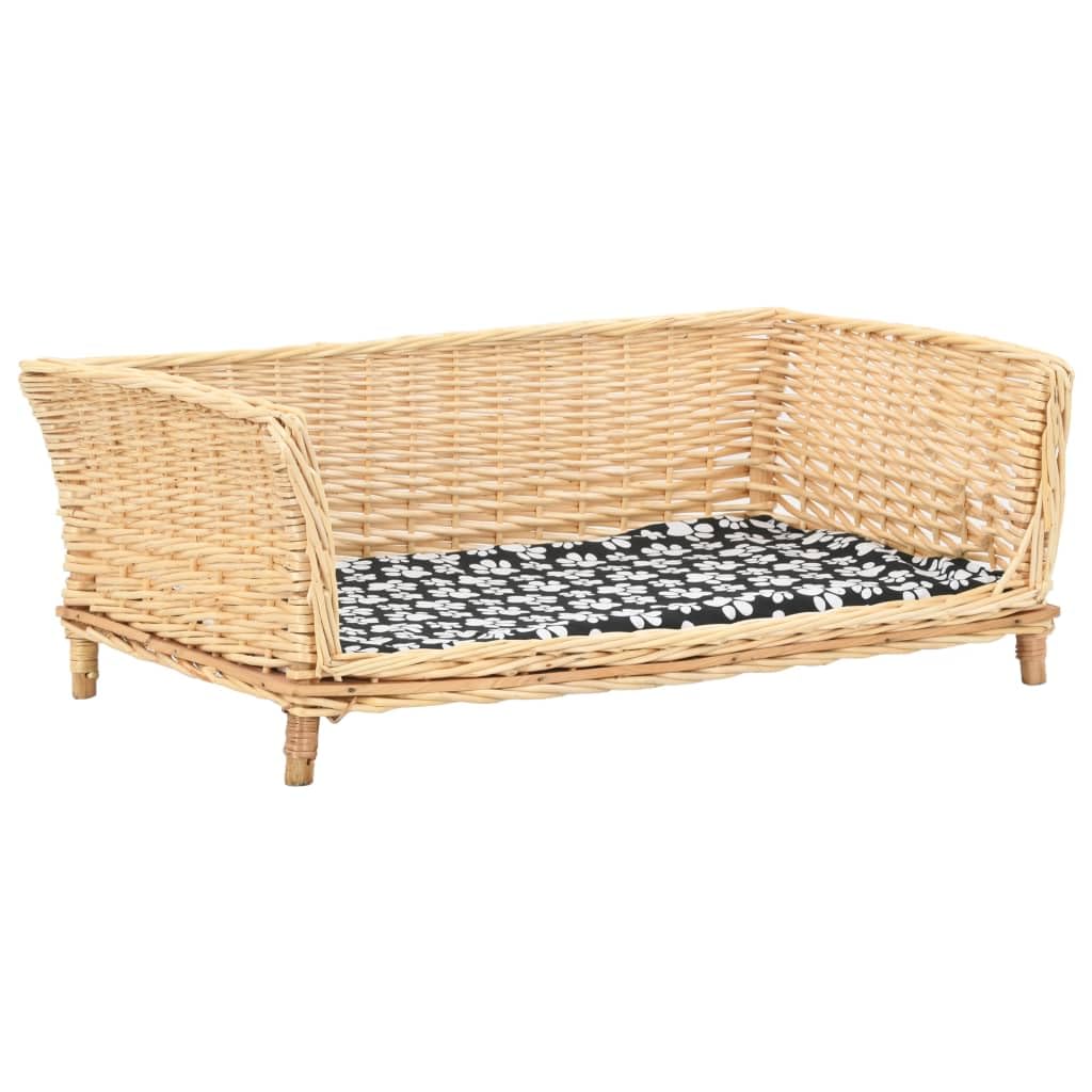 Cuccia per cani realizzata a mano con cuscino, 90 x 54 x 35 cm, in vimini naturale, rimovibile, per un riposo tranquillo, antiscivolo, per interni e viaggi
