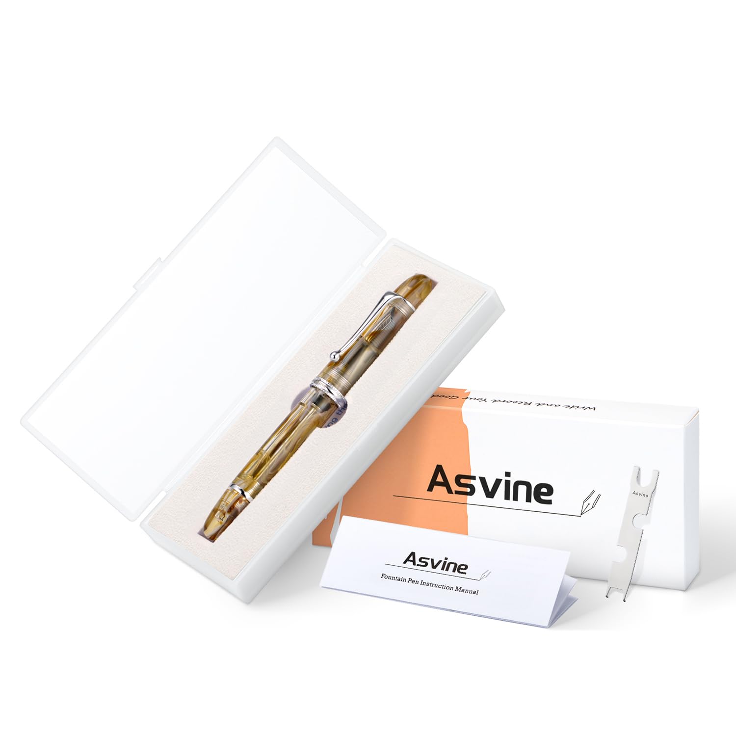 Asvine V800 Pióro wieczne, system napełniania próżniowego o dużej pojemności atramentu, płaska stalówka (stub) z numerem 8, 1,1 mm, kaligrafia, sztuka, rysunek z kluczem, zestaw upominkowy