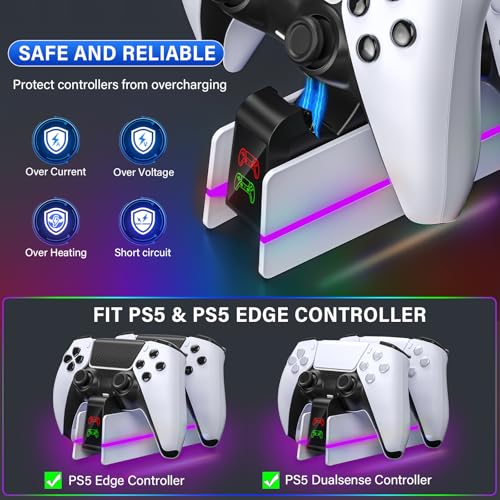 ps5-controller-charger-station - charging station for playstation 5 dualsenseedge controller with 9 color led light fast charging dock amp holder charger stand for ps5slimpro remote accessories
