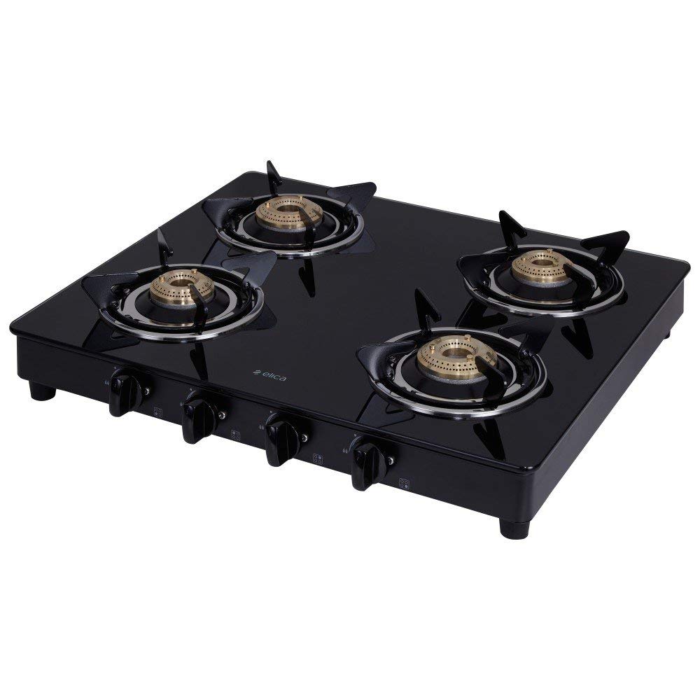 Elica Vetro Glass Top 4 Burner Gas Stove (CT VETRO 460 BLK)Open,Black - Image 7