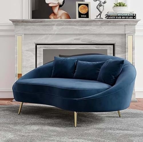 Image of 2-Seater Wooden Sofa Set | Compact, Cushioned Wooden Loveseat for Living Room & Bedroom | Stylish Wooden Couch for Small Spaces (Blue)
