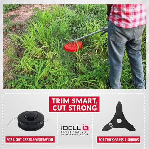 Image of IBELL BB20-30 Cordless Trimmer /Brush Cutter /Grass Cutter 20V BLDC Motor 6000 RPM,4.0Ah Battery & Fast Charger,Blade & Trimmer Head,for Garden, Lawn, Yard,Lightweight Tool- 6 Months Warranty
