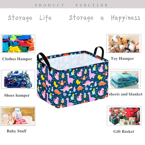 Image of Easter Eggs Basket Gift Storage Basket Dinosaur Storage Organizer for Nursery Hamper Home Bedroom Laundry Hamper Shelf Baskets.