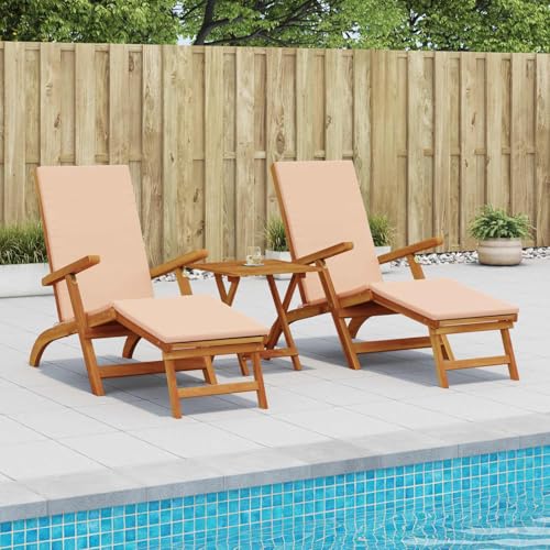 Drainlyn Tumbona de madera maciza de acacia, 2 unidades, 55 x 146 x 91 cm, plegable, ajustable, con reposapiés integrado, ergonómica, para jardín, terraza, piscina, ahorra espacio, resistente a la