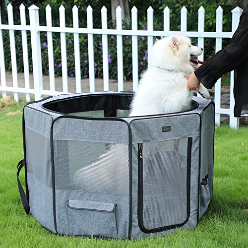 最安値 Petsfit 折りたたみサークル 八角形 プレイサークル 犬 猫 兼用 猫の分娩室 メッシュ 屋根付き 屋内 屋外 収納バッグ付き M L ピンク ブラウン ブルー グレー 選択可能の価格比較