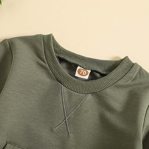 Toddler Baby Boy Outfits Solid Color Long Sleeve Crewneck Sweatshirt Top Casual Pants Set 2Pcs Fall Winter Clothes4
