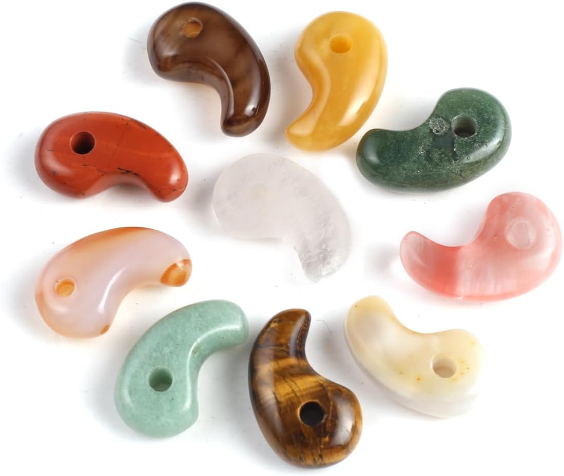 10pcs Natural Stone Pendant Rose Quartzs Unakite Comma Shape Charm for Jewelry Making DIY Accessories Fit Necklaces(Mixed Colors) - Image 3