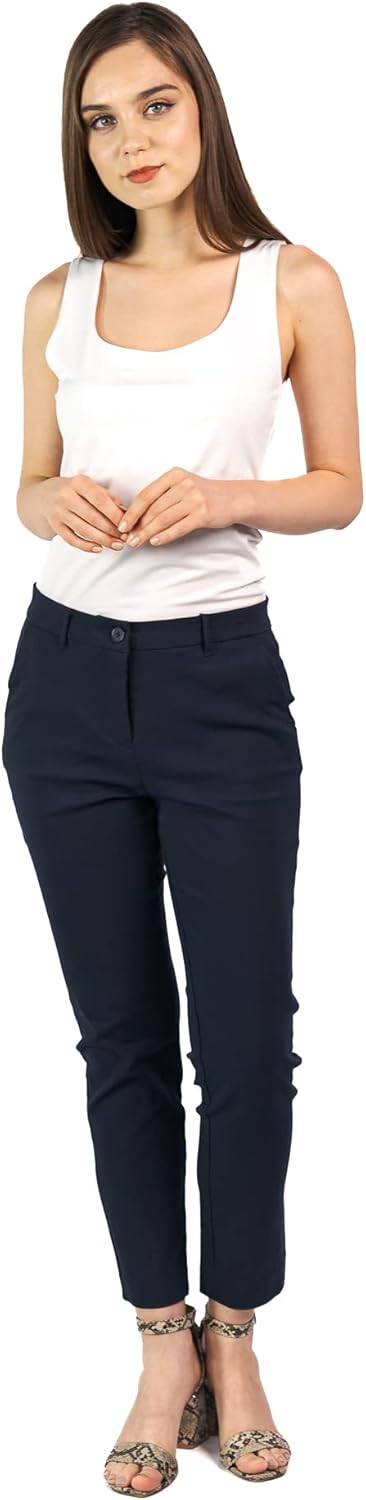 SANDY & SID Cropped Pants for Women Petite Small Size Mid Waist Slim Fit Work Pants Stretch Trousers Slack Casual Office Wear - Image 7