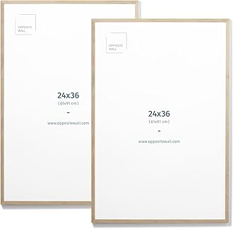 Opposite Wall - 24x36 in - Natural Solid Oak Wood Picture Frame - Lightweight, Versatile & Shatterproof - Large Wall Hanging Photo or Poster Frame - Wall Decor for Office, Gallery & Home - 2 Pack