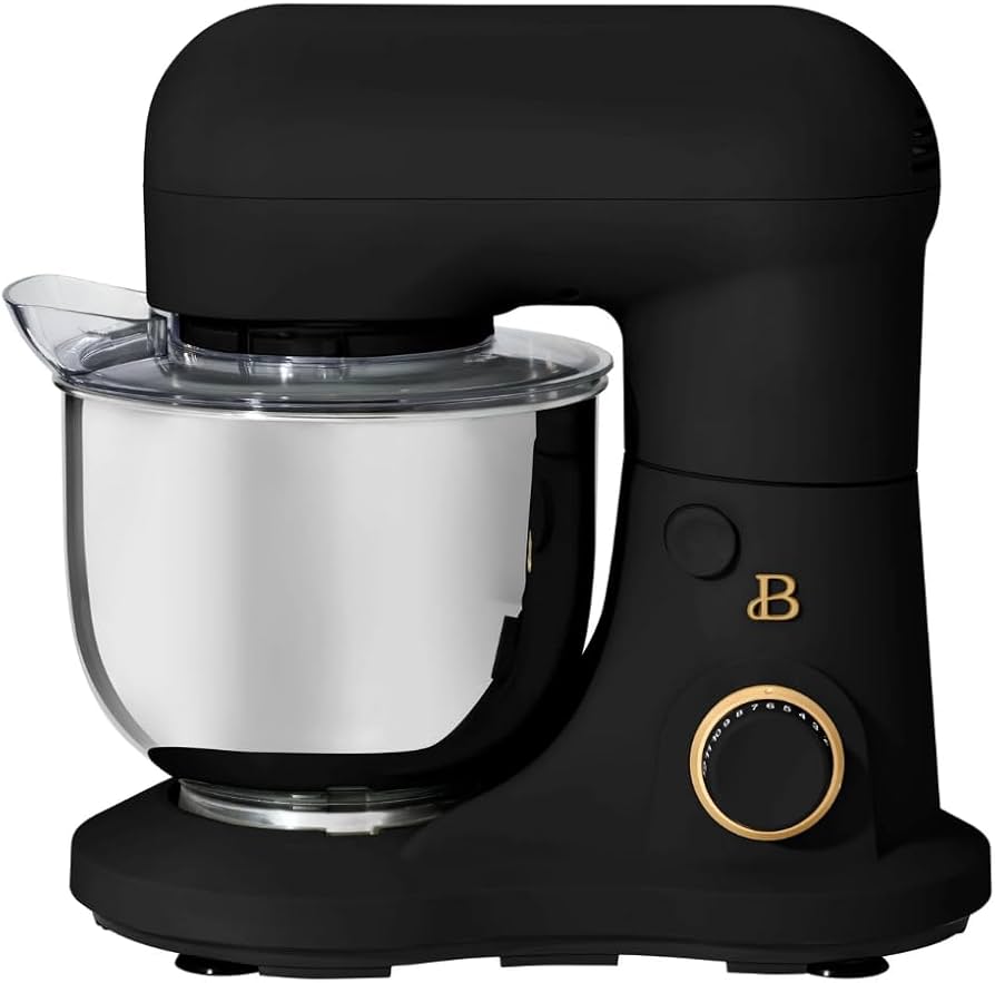 Beautiful 3.5 Qt Stand Mixer by Drew Barrymore – Lightweight, Powerful 300W Motor, 12 Speeds, Tilt-Head Design, Stainless Steel Bowl, Dishwasher-Safe Accessories (Black Sesame)