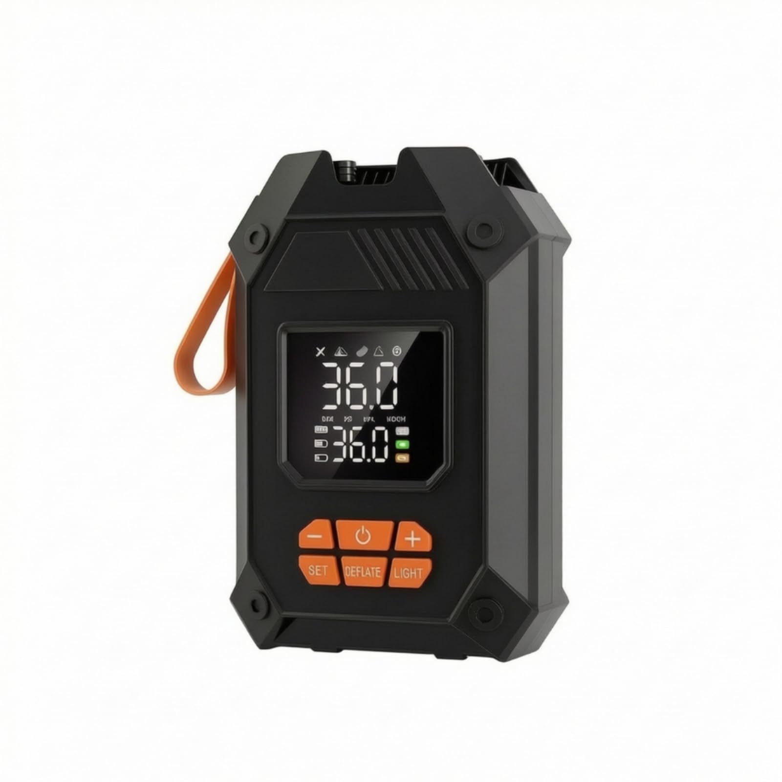 Gonfiatore Portatile con Display Digitale Gonfiatore Elettrico Portatile Automatico Pompa Elettrica con Ugelli per Campeggiatori, Sportivi, Campeggio, Array, Nero, 104 Con Cavo Nero