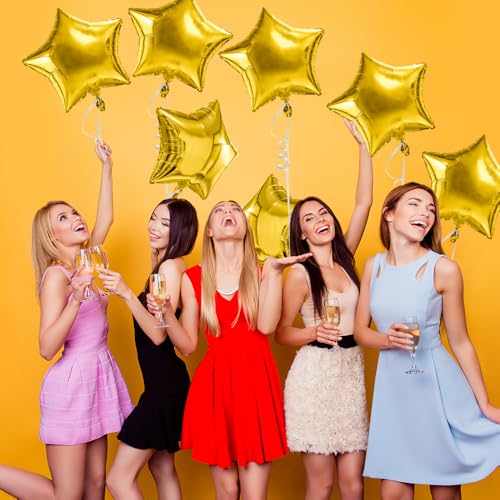 Image of Star Balloons, 18 Inch Foil Balloons, 10 PCS Star Balloons Foil, Gold Star Foil Balloons Set Mylar Balloons Gold Balloons Star for Graduation Birthday Party Wedding Baby Shower New Year Decorations