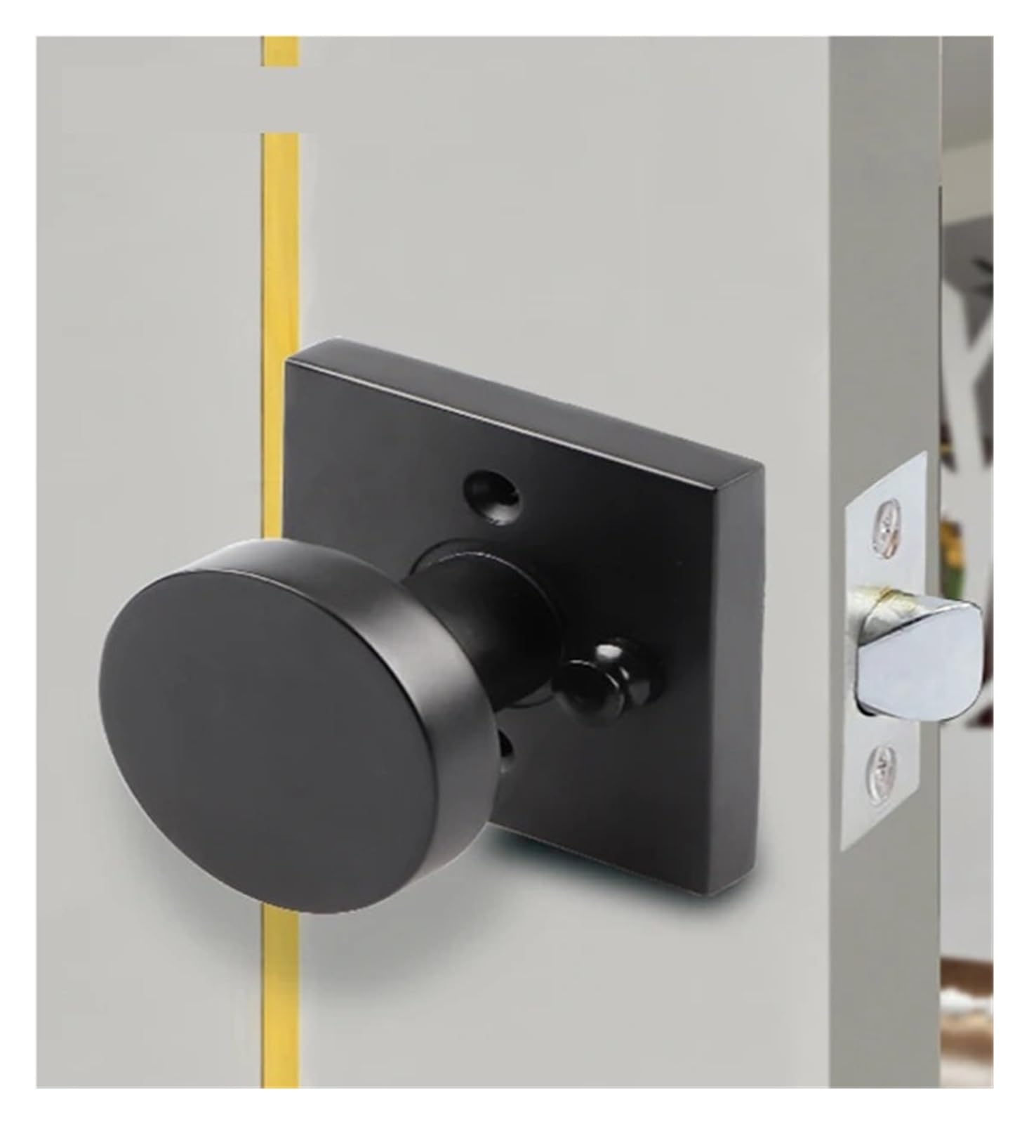 SJLOYNWQ Home Interior Door Locks Bathroom Wooden(Dumb Black)