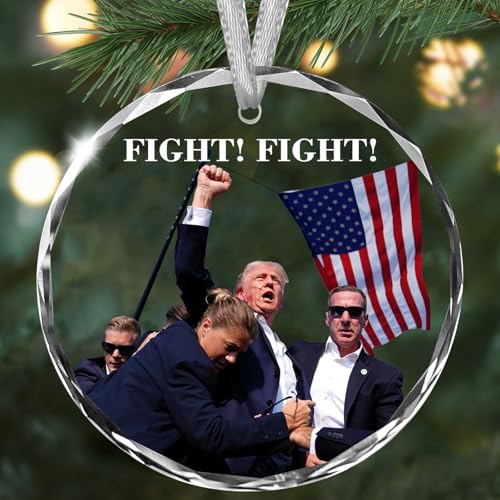 Adorno de Navidad de Trump 2024, decoración colgante de árbol de Navidad de doble cara, ¡lucha! Regalo para seguidores de Donald Trump, hombres/mujeres, padres, amigos, regalo de fiesta