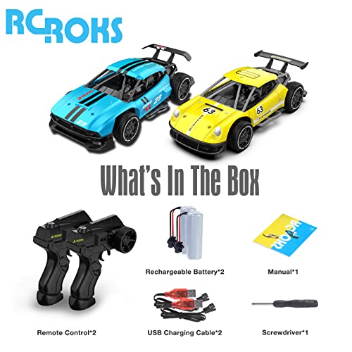 Rc Cars Metal 2 Pcs 1:22 Scale Sport Race Model Cars Electric Vehicle Toys Rc Drift Car Rechargeable Battery 2.4Ghz Radio Remote Control Car For Girls Boys Age 4 5 6 7 8 Years Xmas Gift #TOP5