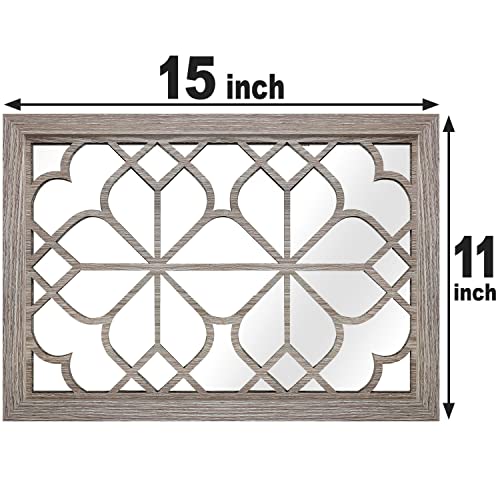 Wocred Set Of 2 Rectangular Wall Mirror,Gorgeous Rustic Farmhouse Accent Mirror,Barn Wood Color Entry Mirror For Bathroom Renovation,Bedrooms,Living Rooms And More(11”X15”) #TOP6