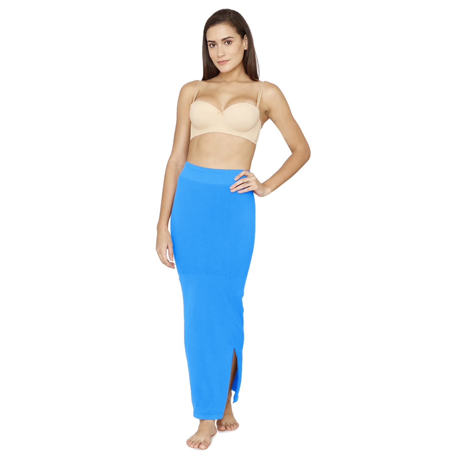 Zivame All Day Seamless Mermaid Saree Shapewear with Removable Drawcord for Women - Blue1 2