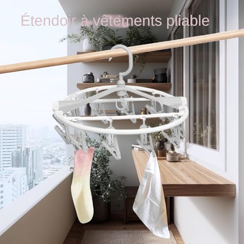 Porte-linge avec 20 pinces pour étendre facilement le linge en voyage